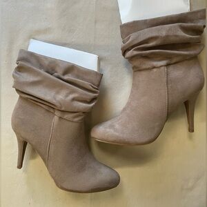 Olsenboye Nude Suede Look Slouch Ankle Boots